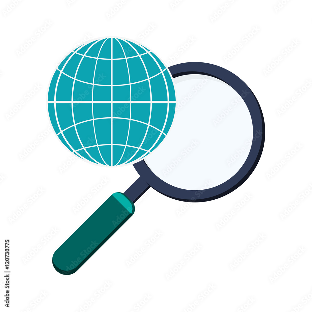 flat design earth globe diagram and magnifying glass icon vector illustration flat design earth globe diagram and magnifying glass icon vector illustration