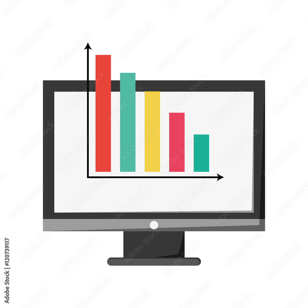 flat design computer monitor and bar graph icon vector illustration flat design computer monitor and bar graph icon vector illustration