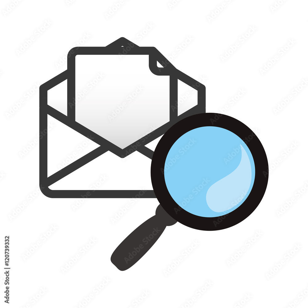 lupe or magnifying glass and envelope icon. search online and media theme. Isolated design. Vector illustration lupe or magnifying glass and envelope icon. search online and media theme. Isolated design. Vector illustration
