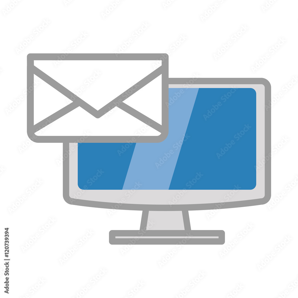 Computer gadget with envelope icon. Technology device and media theme. Isolated design. Vector illustration Computer gadget with envelope icon. Technology device and media theme. Isolated design. Vector illustration
