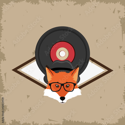 flat design hipster style fox image vector illustration
