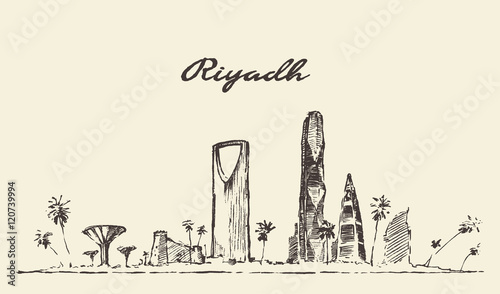 Riyadh skyline vector illustration drawn sketch