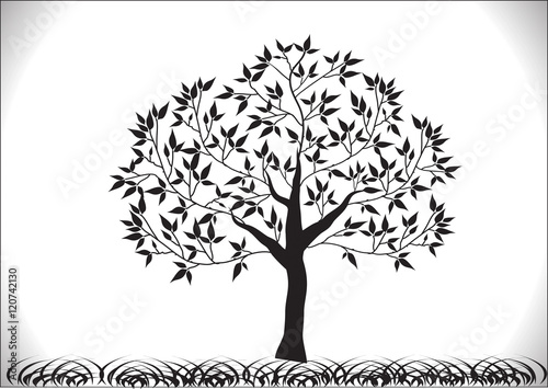 Vector illustration. Tree and grass.