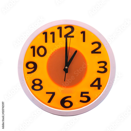 Clocks isolated on white background. Orange color for Halloween day.