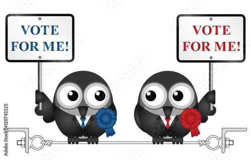 Left and right wing politicians vying for your vote