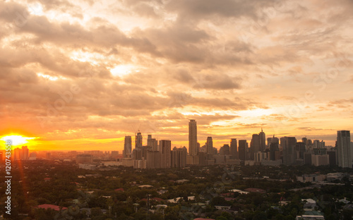 Manila capital city of the Philippines during sunset. 