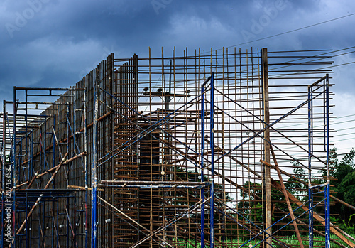 steel scaffolding in building bridge area