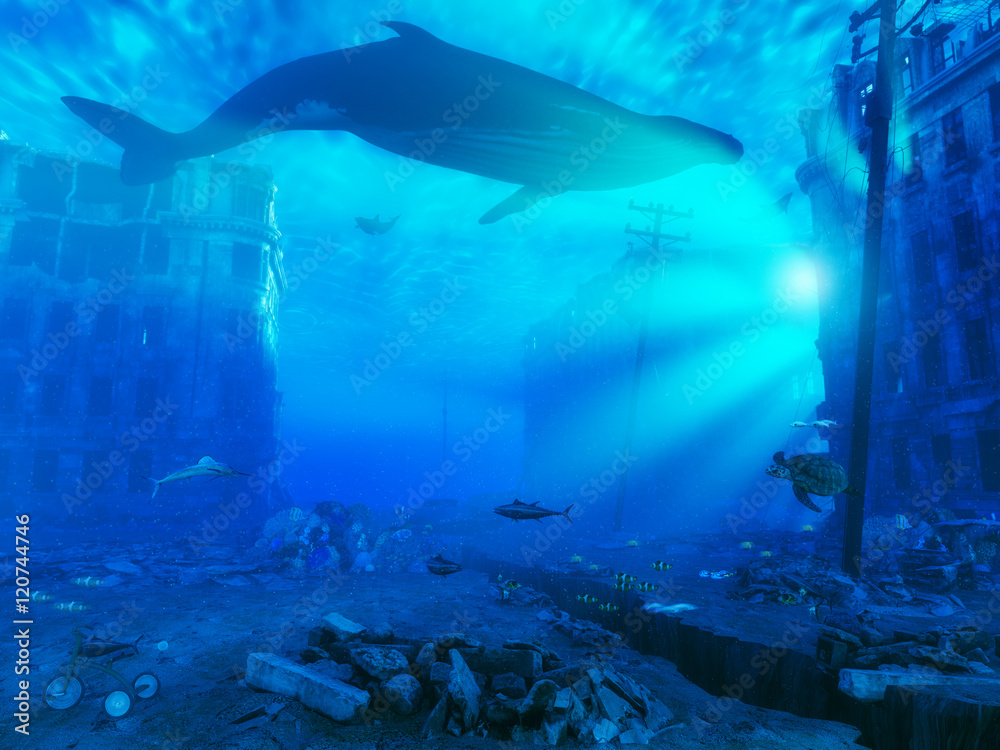 Naklejka premium underwater city