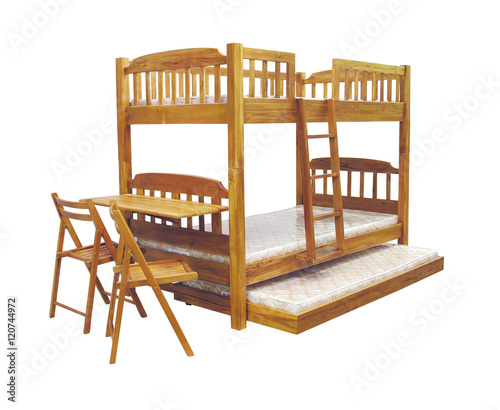 Bunk bed isolated on white background with clipping path.  