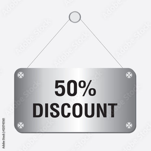 Hand showing 50 percent discount sign icon. Vector illustration.