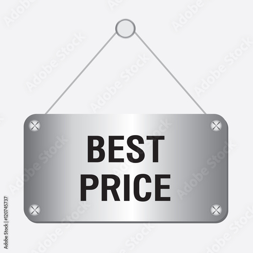 silver metallic best price sign hanging on the wall 