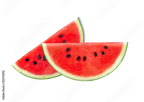 Sliced fresh watermelon isolated on a white background.