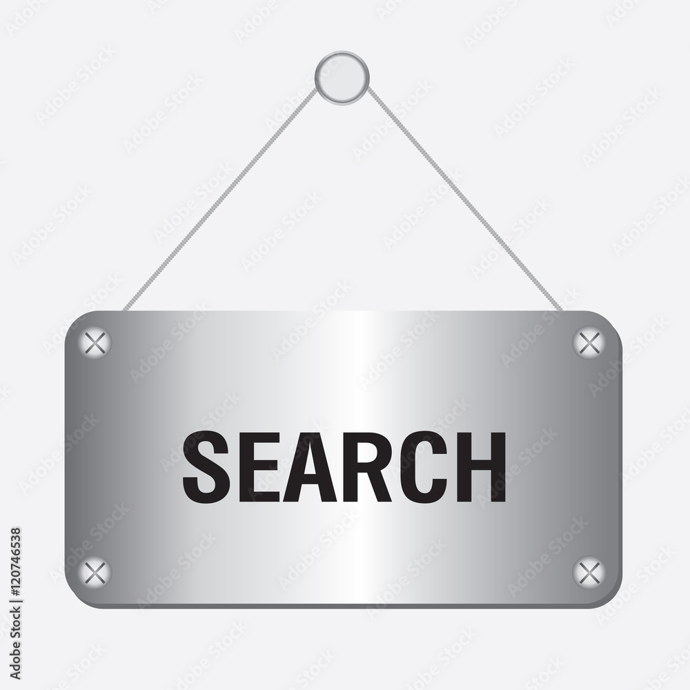 silver metallic search sign hanging on the wall silver metallic search sign hanging on the wall