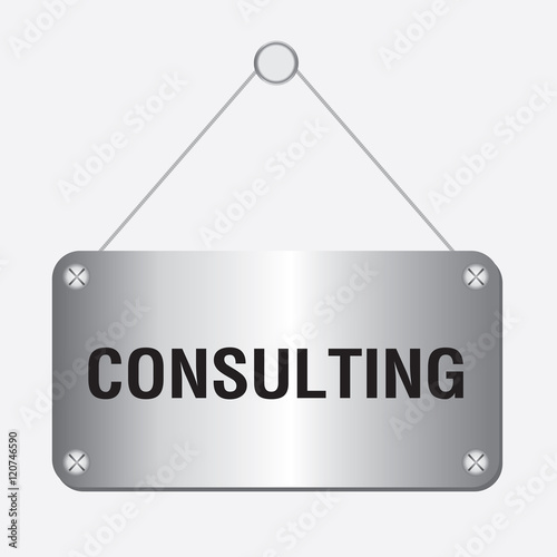 silver metallic consulting sign hanging on the wall 