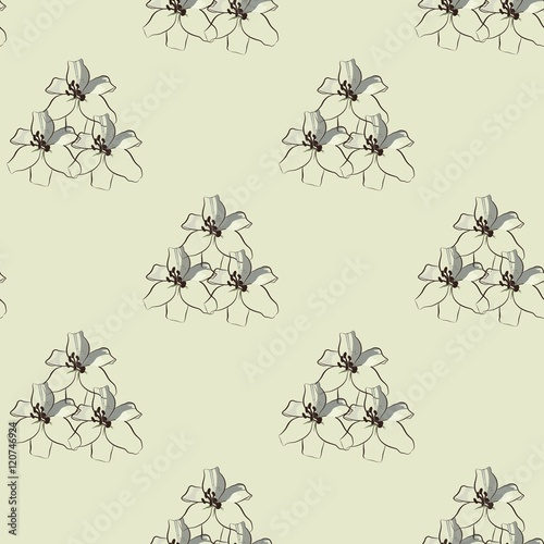 Seamless floral pattern. Can be used for fabric, textile, wallpaper, wrapping paper. Vector illustration with flowers. © Happy Dragon