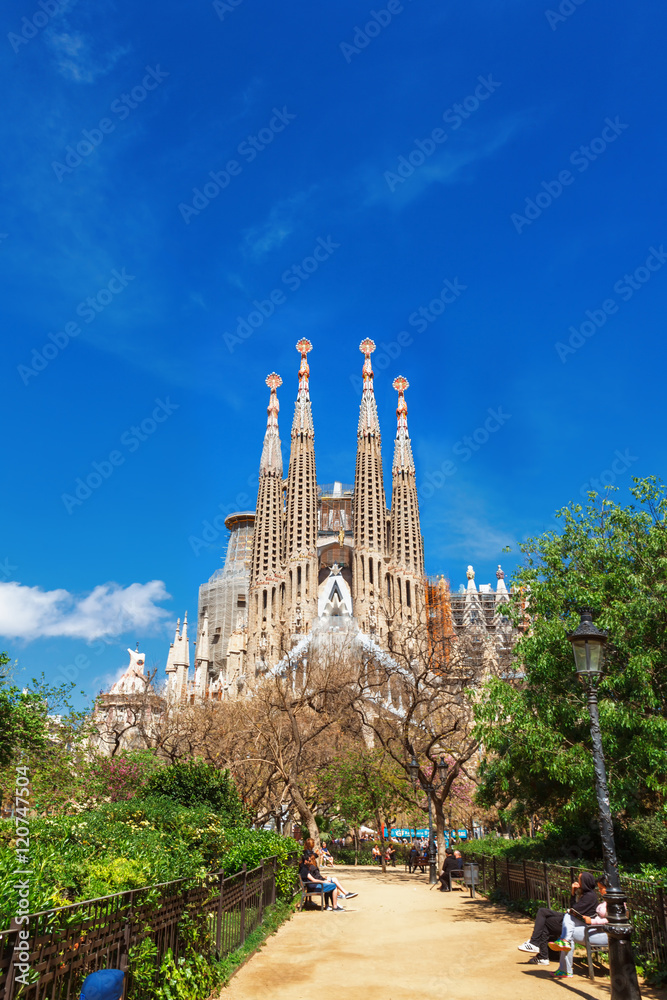 Barcelona, Spain - April 18, 2016: Cathedral of La Sagrada Familia