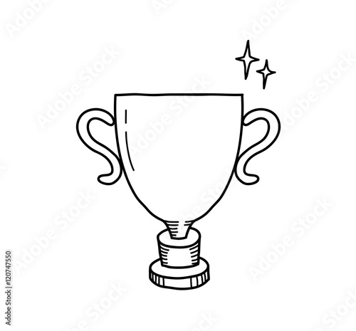 Winner Gold Trophy Doodle. A hand drawn vector doodle illustration of a winner trophy.