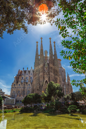 Barcelona, Spain - April 18, 2016: Cathedral of La Sagrada Familia