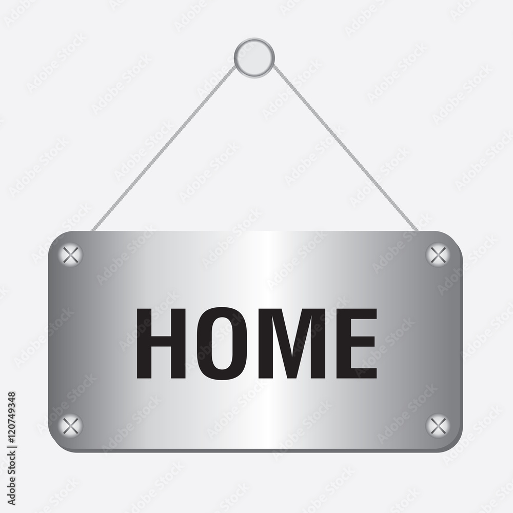 silver metallic home sign hanging on the wall silver metallic home sign hanging on the wall
