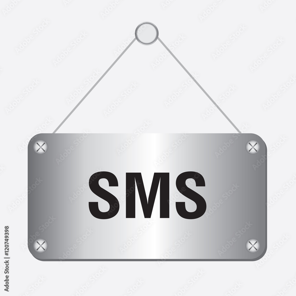 silver metallic SMS sign hanging on the wall silver metallic SMS sign hanging on the wall