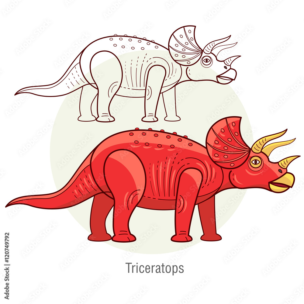 Fototapeta premium Vector image of a dinosaur - Triceratops.