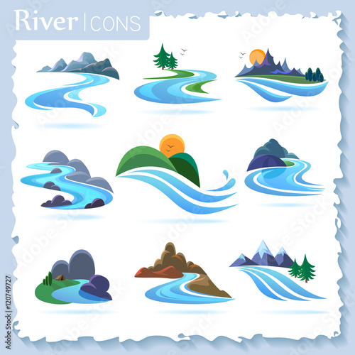 River and landscape icons