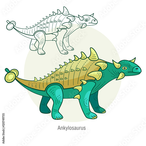 Vector image of a dinosaur - Ankylosaurus.