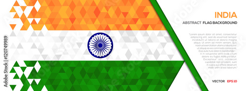Abstract polygon Geometric Shape background.India flag