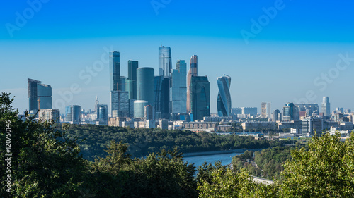 Cityscape from Sparrow hill viewing modern skyscrapers in Moscow , Russia © PK4289