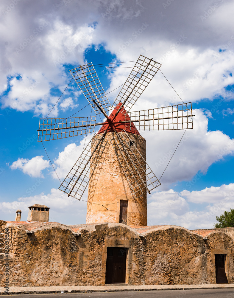 Windmühle Alt Traditionell Mallorca Spanien