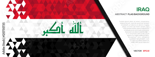 Konstfotografi Abstract polygon Geometric Shape background.Iraq flag