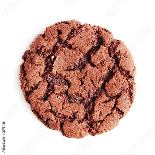 isolated photo Large chocolate fudge cookie, on a white background. 