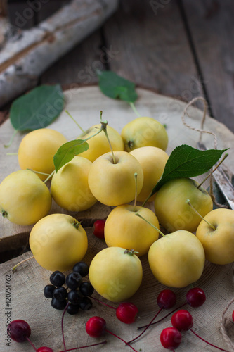 healthy eating concept Fresh yellow apple harvest home