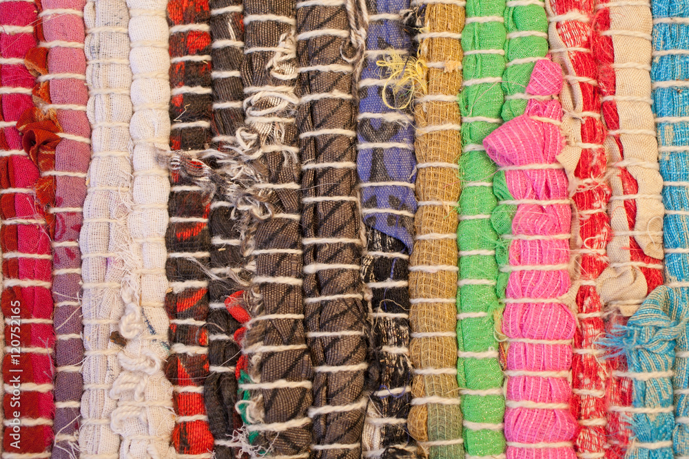 Jarapa. Textura de textiles. Fondo de textil. Fondo de colores. Alfombra.  Stock Photo