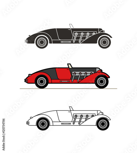 Retro cabriolet sport car, vintage collection