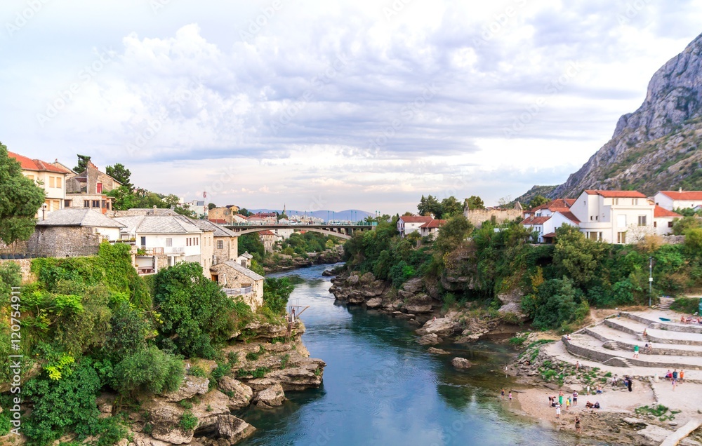 Neretva river, the city of Mostar, Bosnia and Herzegovina