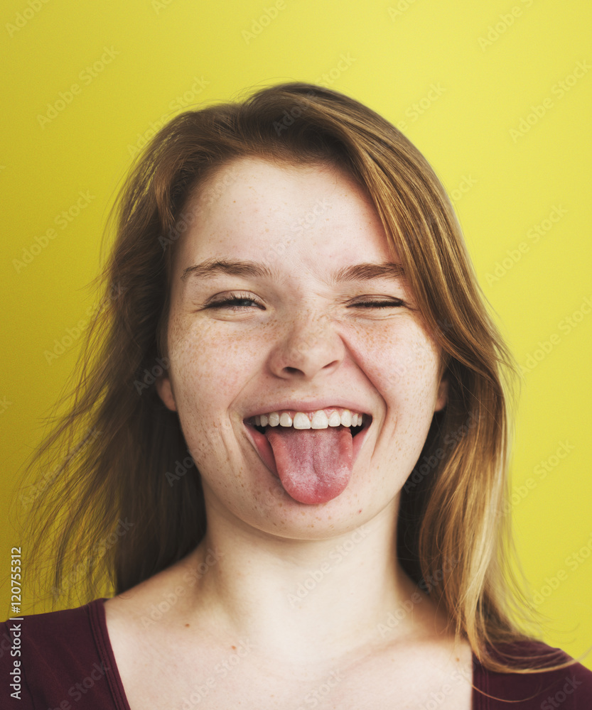 Woman Face Expression Playful Naughty Concept Woman Face Expression Playful Naughty Concept
