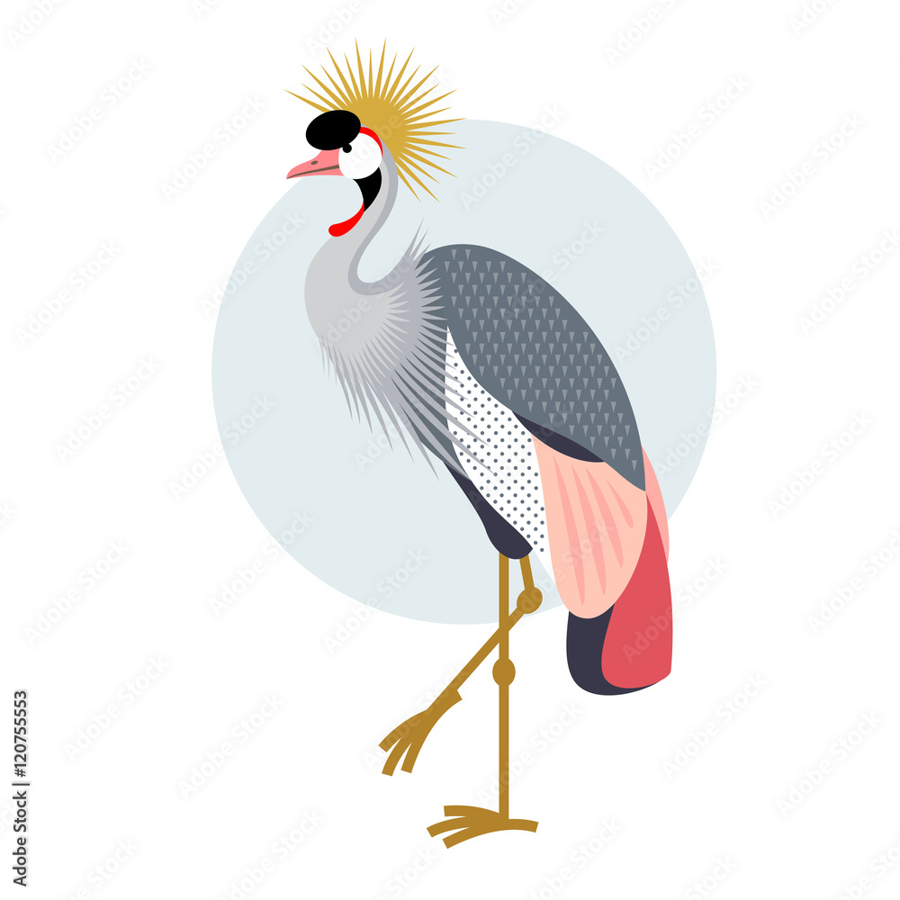 Obraz premium Flat icon - Crowned Crane.