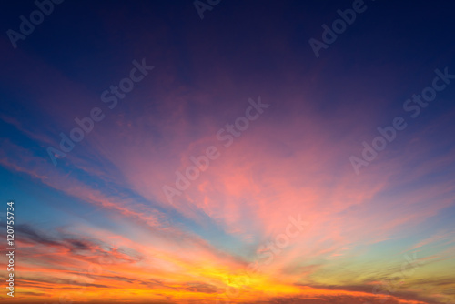 Sunset with clouds, light rays and other atmospheric effect © Tryfonov