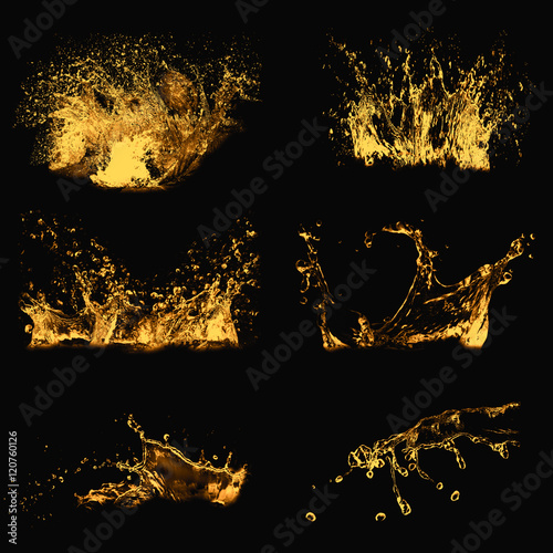 Dynamic Golden Liquid Splash Collection.