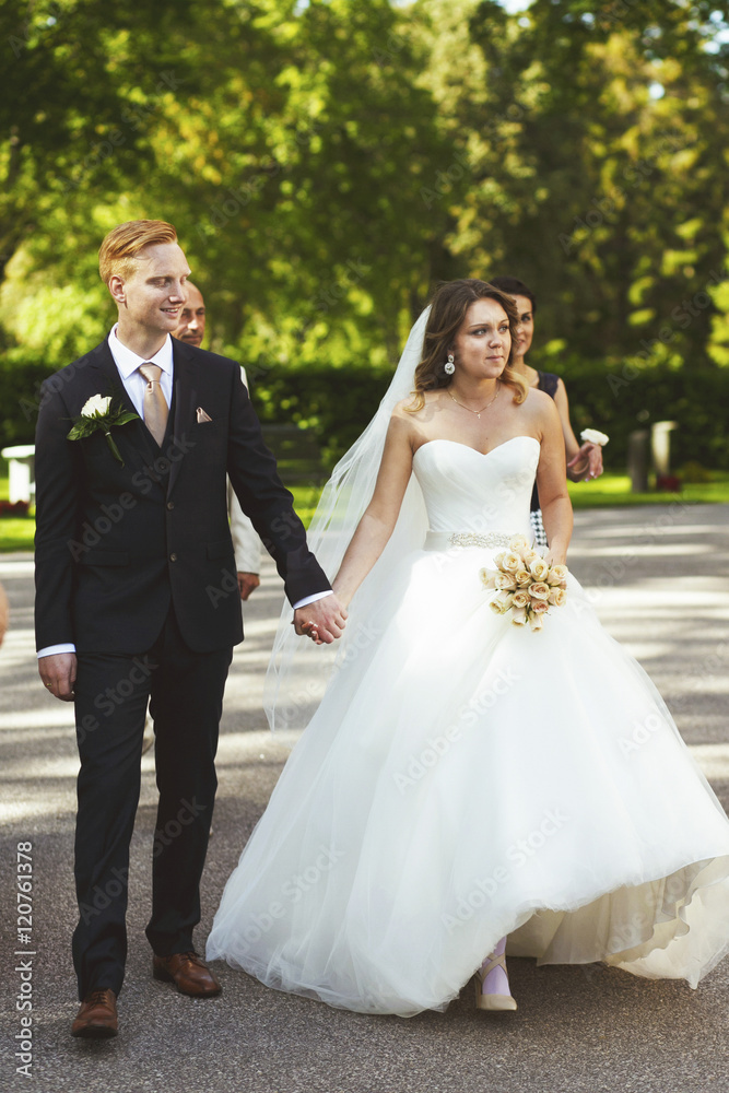 Bride and groom in the park Bride and groom in the park