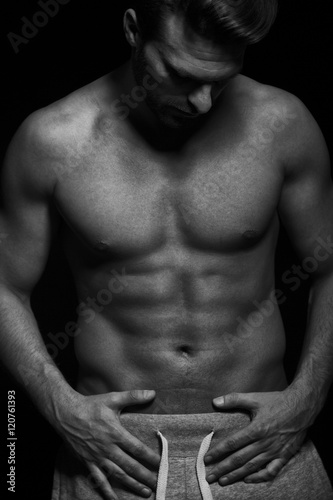 Photography Strong fit muscular man black and white