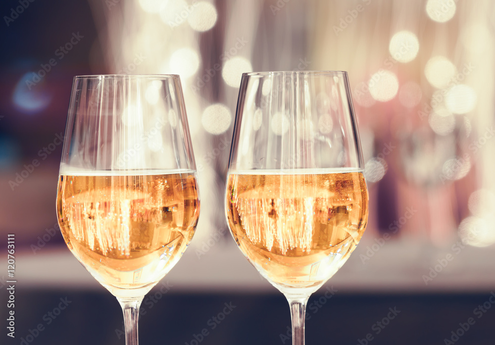 Pair of sparkling wine glasses. Party and celebrate concept. Pair of sparkling wine glasses. Party and celebrate concept.