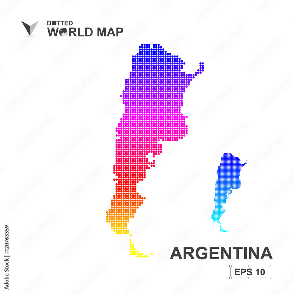 Map Of Argentina Dotted Vector,Abstract computer graphic colorful