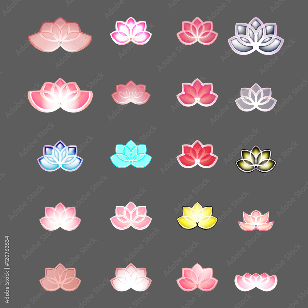 Fototapeta premium lotus icon logo vector set