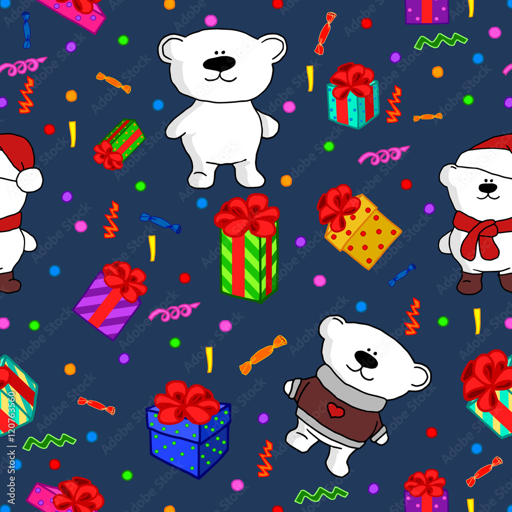 bears Christmas seamless pattern
