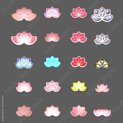 lotus icon logo vector set