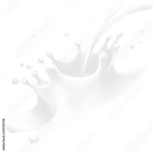 the milk flowing, in motion, splashing milk isolated vector