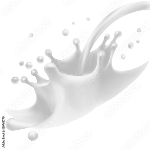 the milk flowing, in motion, splashing milk isolated vector