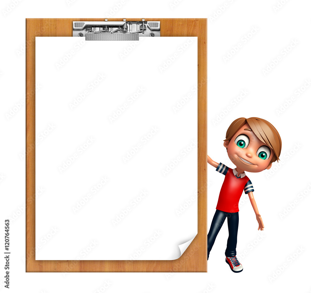 kid boy with Exam pad